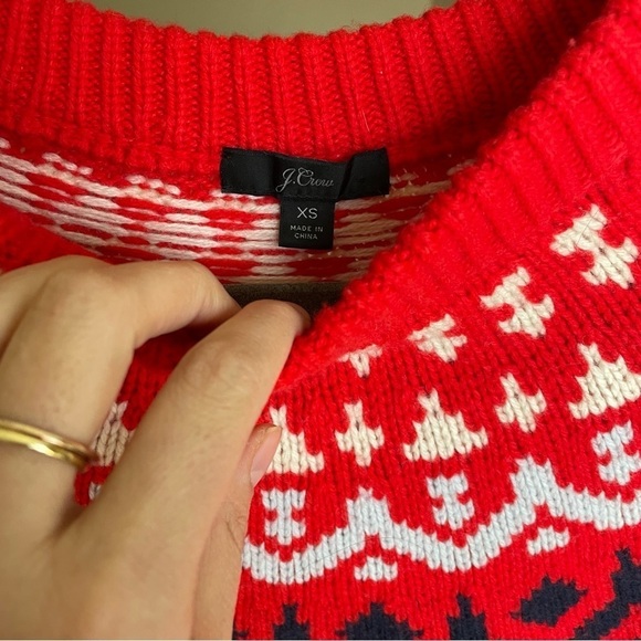 J. Crew Red Fair Isle Merino Wool Sweater - Picture 7 of 9